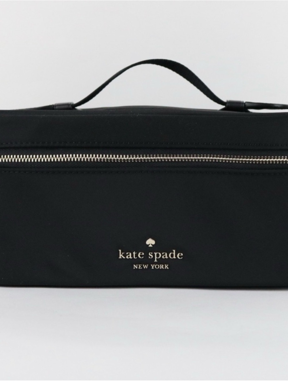 kate spade Black Nylon Top-Handle Cosmetic Case with Gold Logo